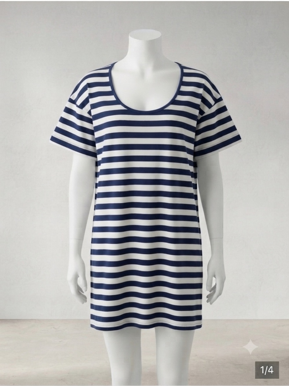 LuLaRoe Navy and White Striped Midi Dress